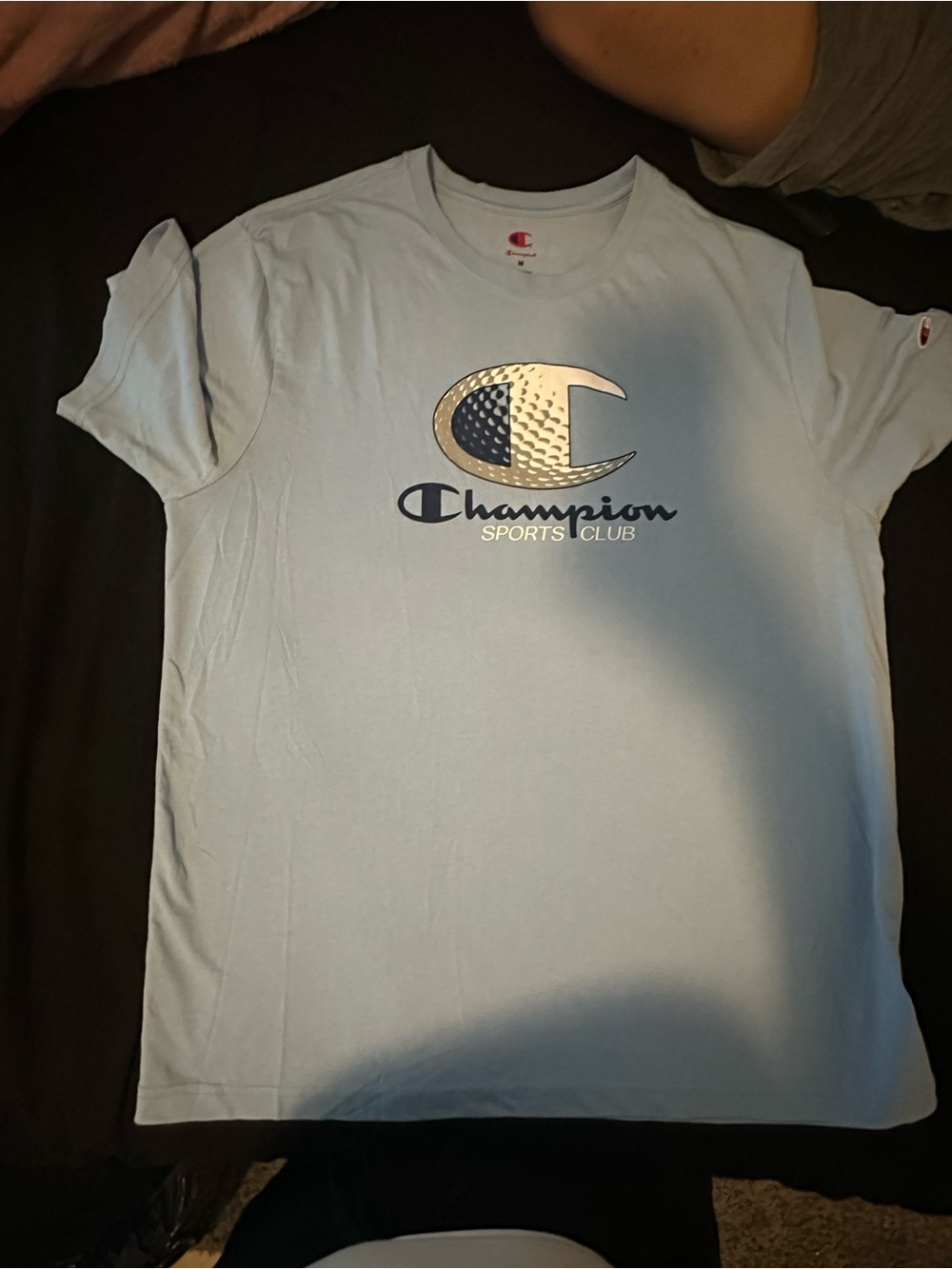 Champion Light Blue 'Sports Club' Logo Short Sleeve Tee